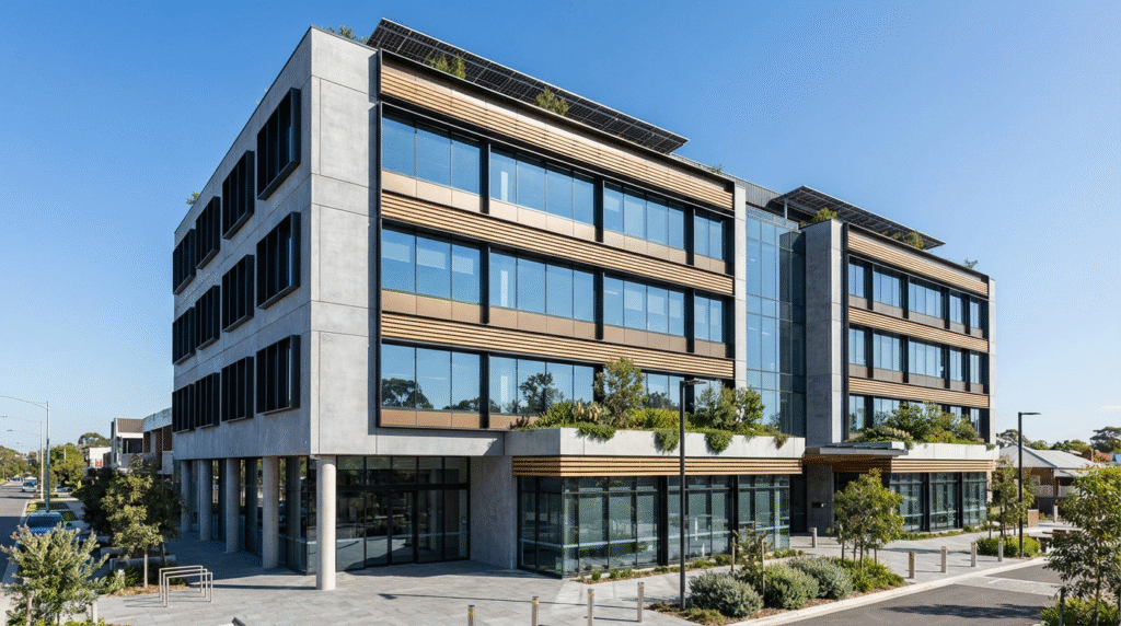 Modern residential building delivered through 10 Group Platform — frame to lock-up